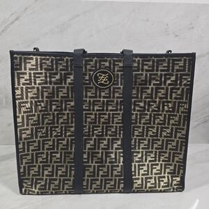 Fendi Black and Gold Shopper Tote